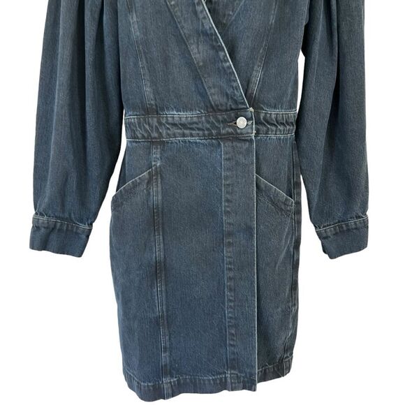 ETICA Mira Denim Wrap Dress in Black Lava - Picture 4 of 14